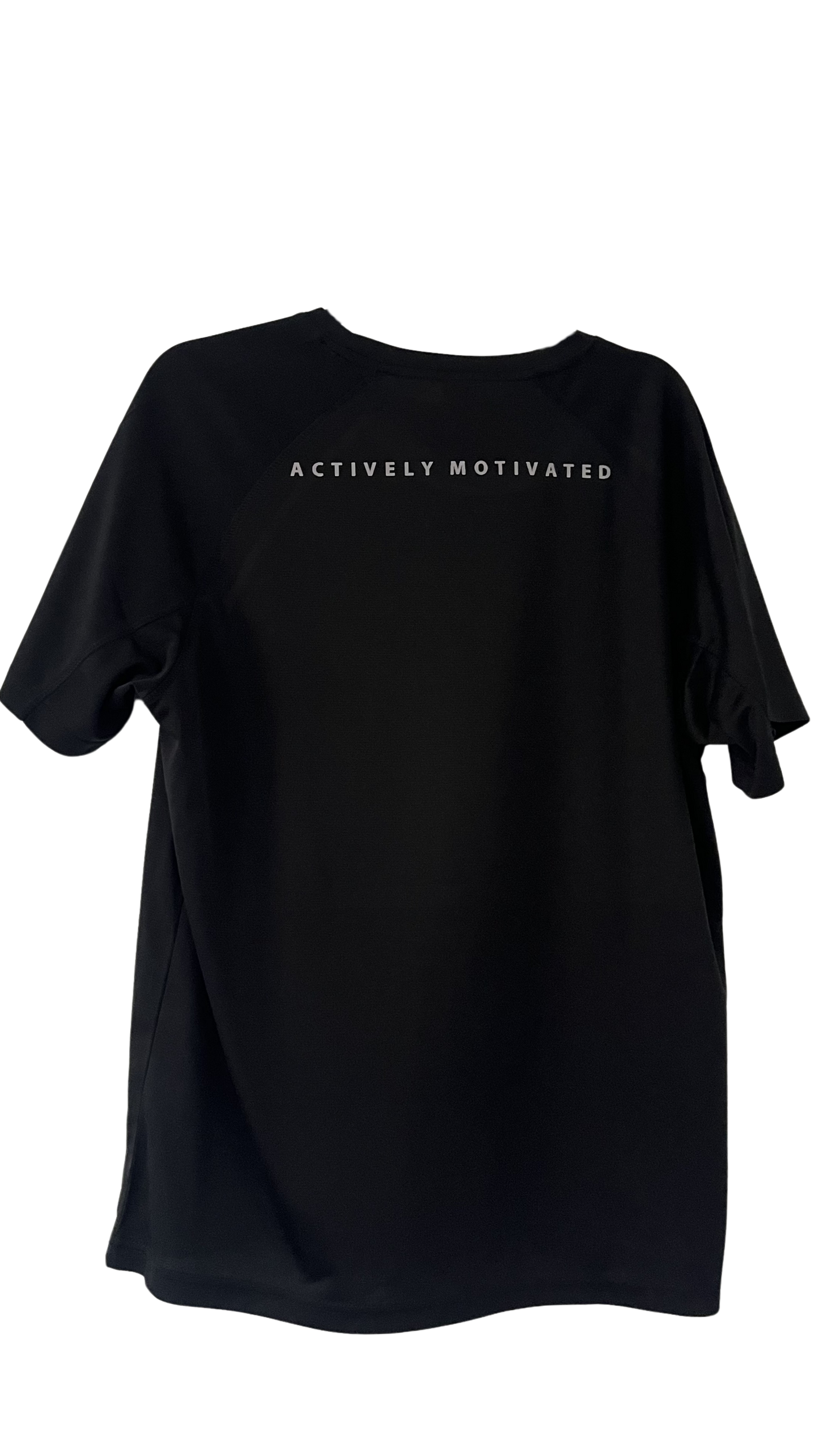 Black AM Active Tee Fitted (Bold Back Print)
